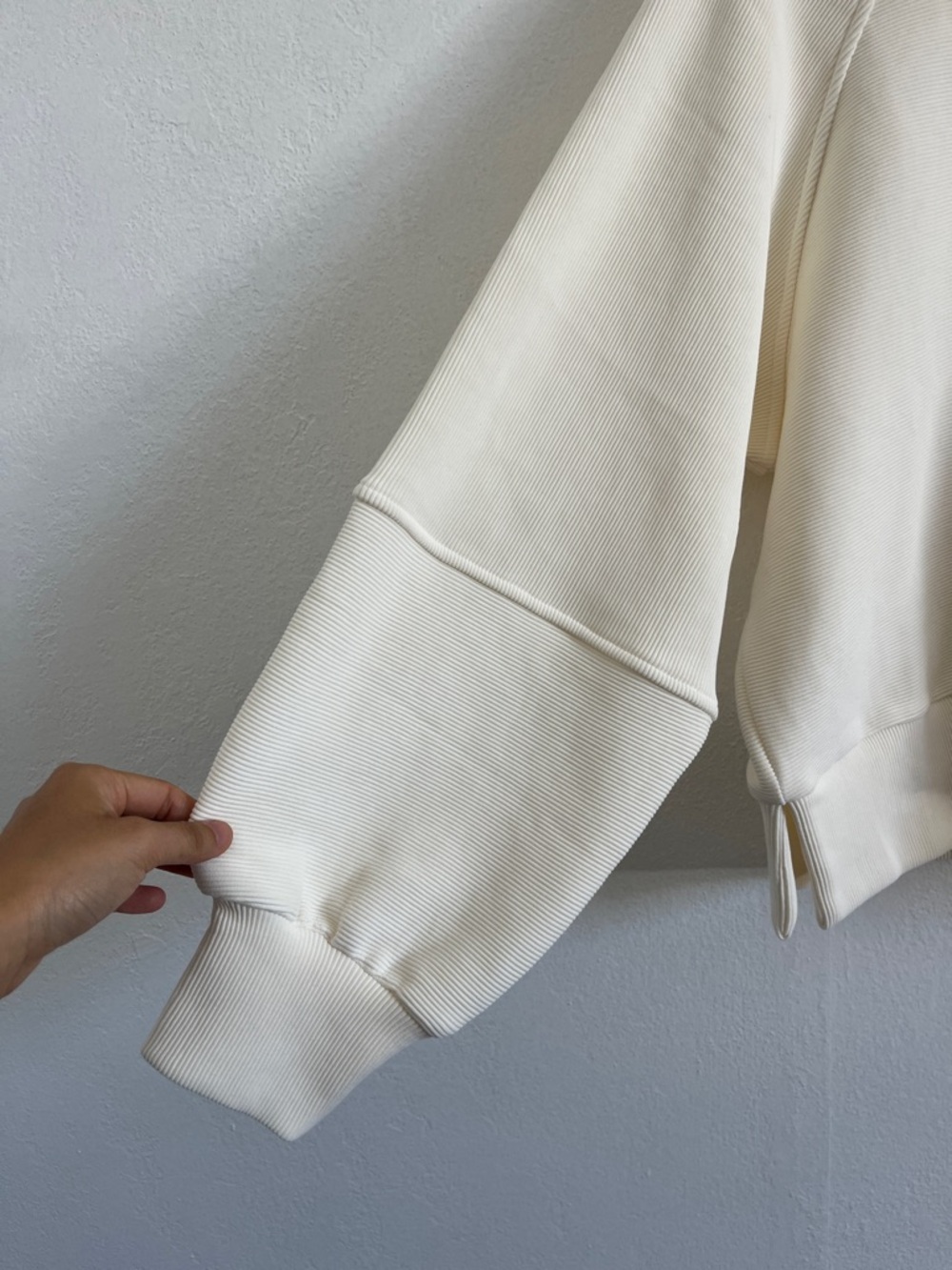 Varley Cream Ribbed Milano Half-Zip Sweatshirt Pullover Size Medium - Picture 5 of 6